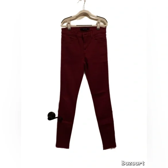 Worn once! J BRAND Photo Ready Deep Plum Skinny Jeans Raw Hem Perfect condition - Picture 13 of 15